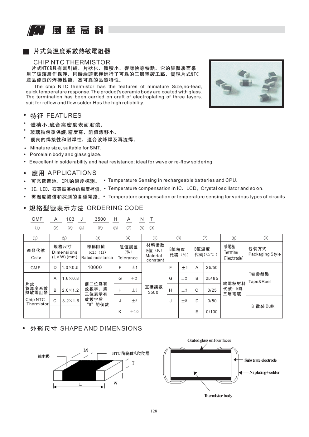 CMF熱敏電阻代碼說明 CMF熱敏電阻代碼說明